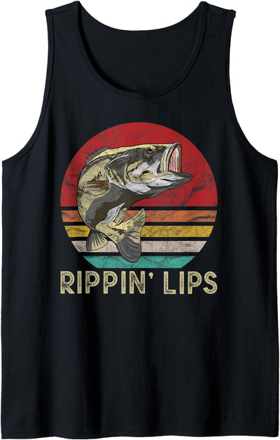 Ripping Lips Bass Fish Catching Gifts for Men Fisherman Tank Top