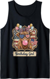 Patriotic Highland Cow Birthday Girl Flag Apparel Patriotic Highland Cow Birthday Girl Flag Design Tank Top - Black