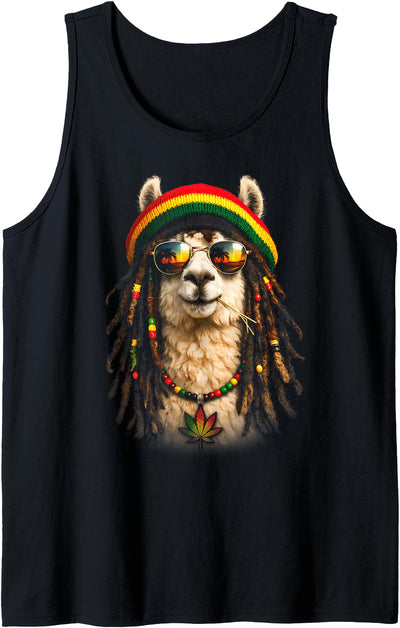 Llaman Funny Alpaca Rasta Clothing Rastafari Llaman Funny Rasta Alpaca Rastafari Clothes Reggae Llama Tank Top