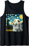 Mini Lop Rabbit Starry Night Tank Top in Black