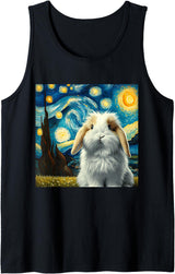 Mini Lop Rabbit Starry Night Tank Top in Black