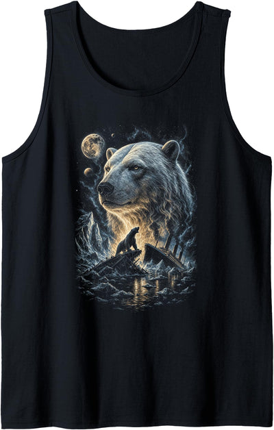 Polar Bear Howling Moon Iceberg Titanic Tank Top