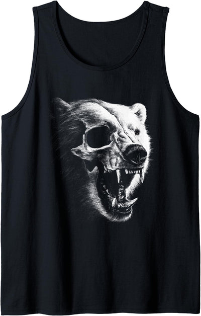 Dark Gothic Polar Bear Grunge Aesthetic Goth Skull Art Tank Top