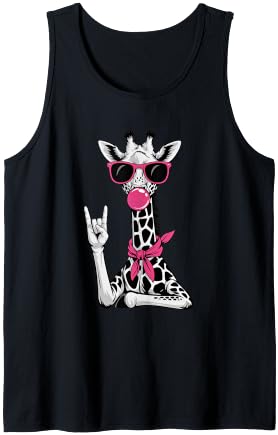Giraffe Sunglasses Bubble Gum Giraffes Rock And Roll Tank Top