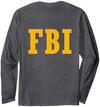 Fantabulous Acc FBI Costume Front/Back Print Long Sleeve T-Shirt - size chart