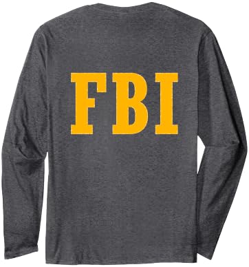 Fantabulous Acc FBI Costume Front/Back Print Long Sleeve T-Shirt - size chart