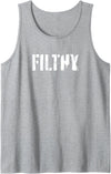 Men's Leather Daddy Bear Gay Shirt Print Apparel Filthy - Funny Gay Pride & LGBT Cruising Inappropriate Tank Top - Heather Grey