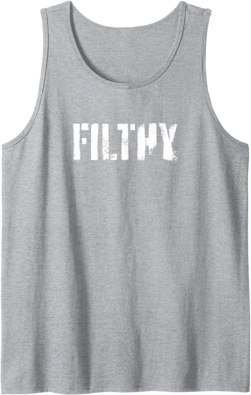 Men's Leather Daddy Bear Gay Shirt Print Apparel Filthy - Funny Gay Pride & LGBT Cruising Inappropriate Tank Top - Heather Grey