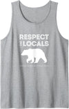 Grand Teton National Park Apparel & Gifts Respect The Locals Grizzly Bear Grand Teton National Park Tank Top - Heather Grey