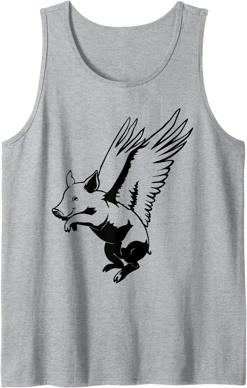 Flying Pig Funny Animals Flying Pig with Wings Fly Pig Lovers Tank Top - Heather Grey