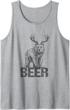 Bear Beer Deer Antlers Bear And Deer Combination Bear With Antlers Beer Tank Top - Heather Grey