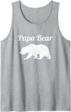 Funny Papa Bear Tee & Gifts For Father Mens Papa Bear Father's Day Gift Dad Distressed Graphic Print Tank Top - Heather Grey