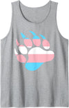 Say Gay Trans Bear Paw - Trans Pride Flag Tank Top - Heather Grey