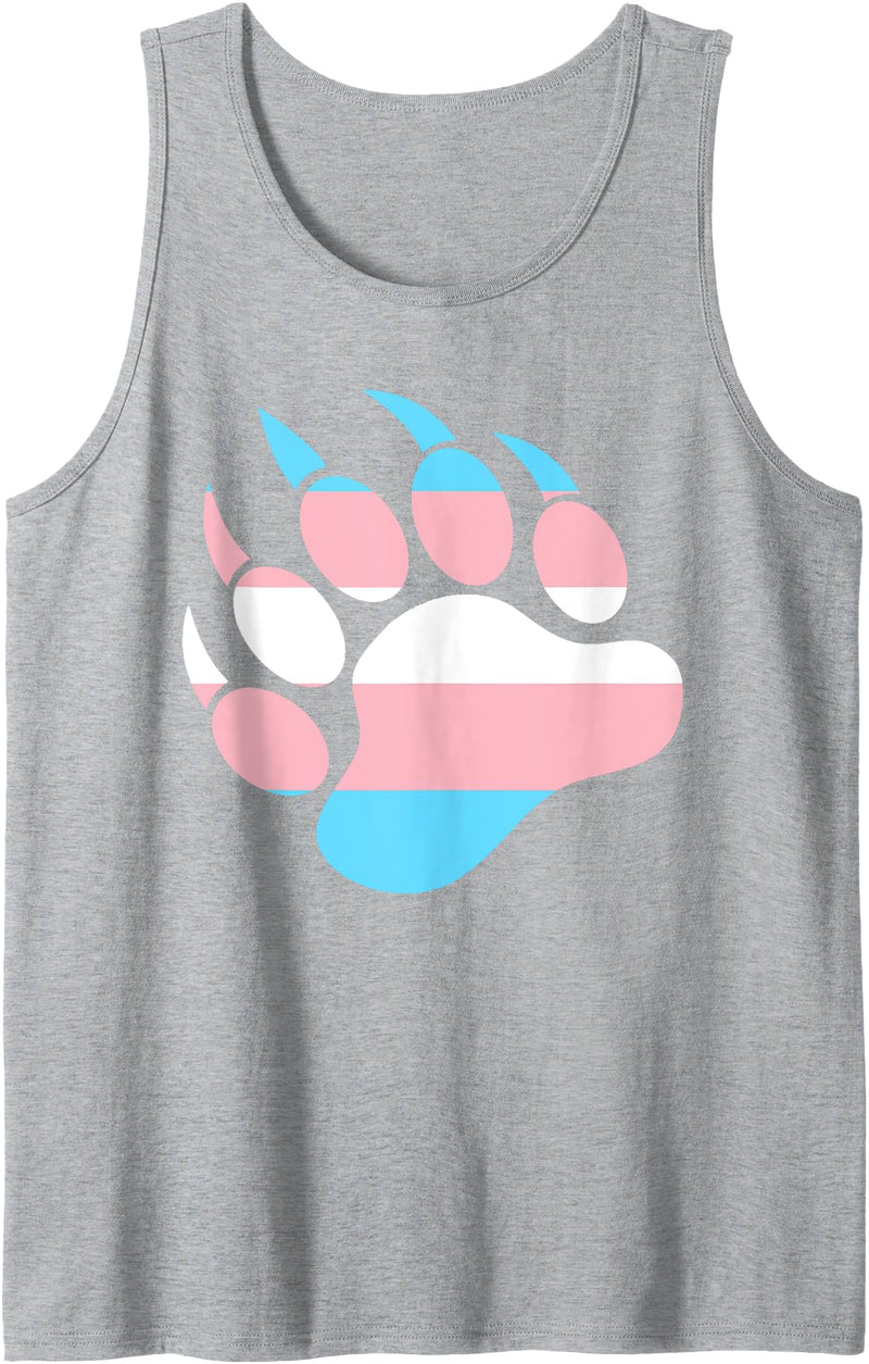 Say Gay Trans Bear Paw - Trans Pride Flag Tank Top - Heather Grey