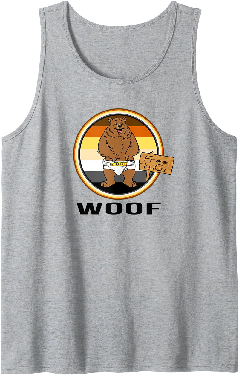 PluppoRoo Designs WOOF DIAPER BEAR PRIDE FLAG Tank Top - Heather Grey