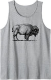 Classic Buffalo Novelty Graphic Tees Unisex Buffalo Shirt American Bison Classic Print Top Tank Top - Heather Grey