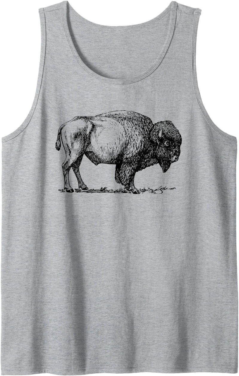 Classic Buffalo Novelty Graphic Tees Unisex Buffalo Shirt American Bison Classic Print Top Tank Top - Heather Grey