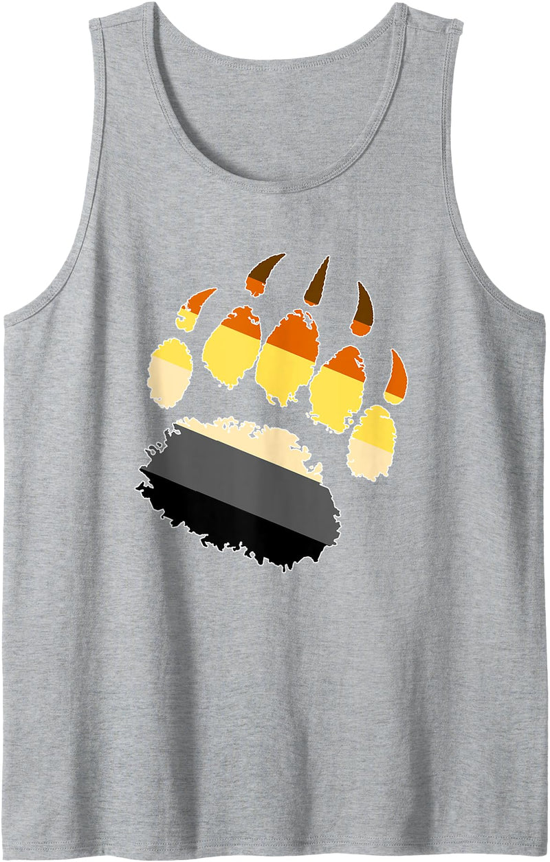 LGBTQ Bear Flag Gay Pride Gift For Men LGBTQ - Hairy Bear Pride Gay Bear Paw Pride Parade Tank Top - Heather Grey