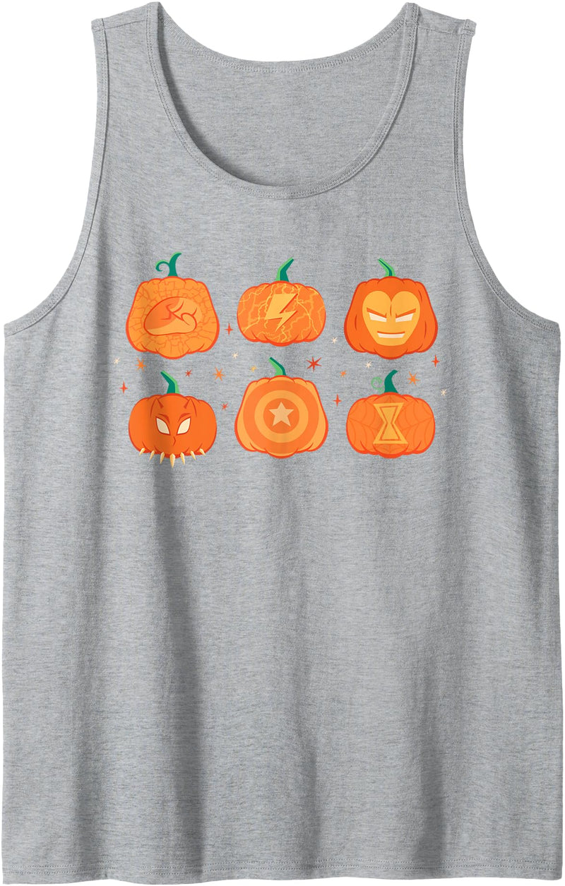 Marvel Halloween Avengers Pumpkin Characters Grid Tank Top - Heather Grey