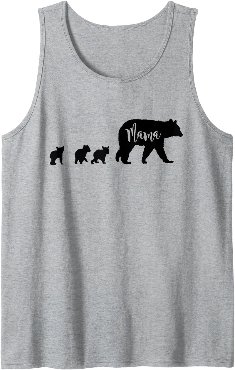 All in the Bear Family Mama Bear With 3 Three Cubs Fun Mom Mother Gift Tank Top - Heather Grey