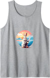 Cute Funny Menacing Bunny Halloween Idea Killer Rabbit Tank Top in Heather Grey