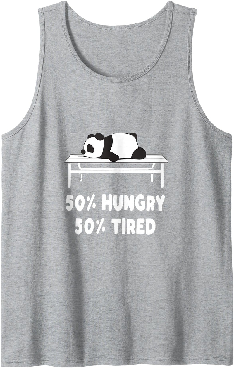 Shitrs & Gifts 50% hungry 50% tired - Cute Panda Bear Animal Tank Top - Heather Grey