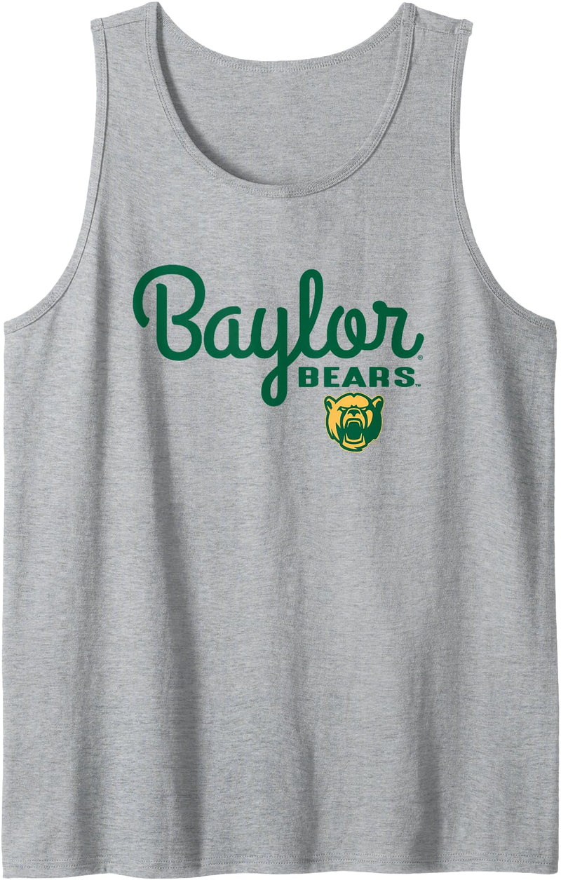 Elite Authentics Baylor Bears Iconic Script Officially Licensed Tank Top - Heather Grey
