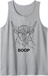 Boop Club Co Boop Highland Cow Nose Poke Funny Farm Animal Line Tank Top - Heather Grey