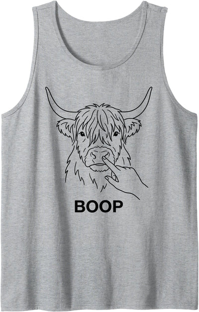 Boop Highland Cow Nose Poke Funny Farm Animal Line Tank Top