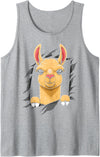 Llama looks from torn fabric Cute llama torn fabric funny llama lovers kids women men Tank Top - Heather Grey