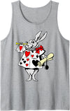 Alice in Wonderland Rabbit Easter Bunny Playing Music Tank Top in Heather Grey
