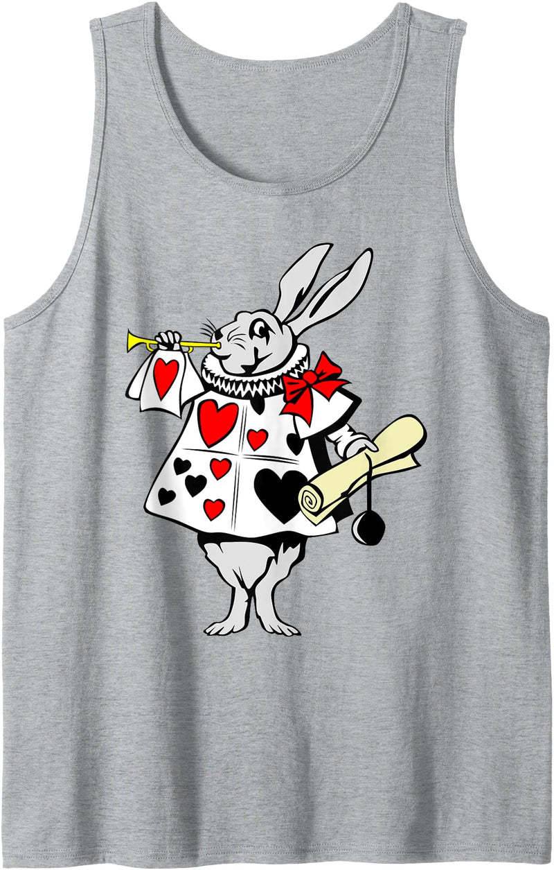 Alice in Wonderland Rabbit Easter Bunny Playing Music Tank Top in Heather Grey