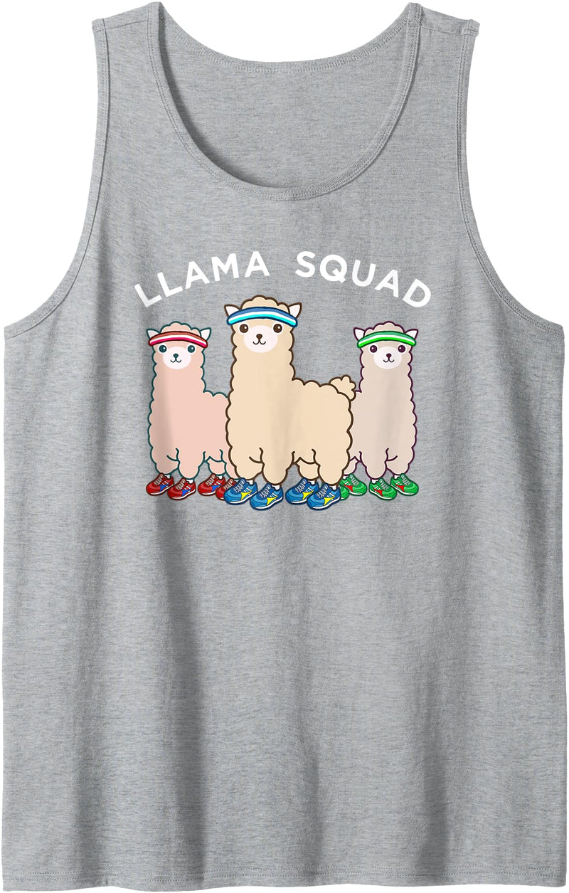 Llama Squad Running Jogger Animal Runner Tank Top - Heather Grey