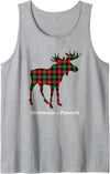 MN Christmas Lumberjack Plaid Love Minnesota Home Christmoose in Plymouth Moose Buffalo Red & Green Plaid Tank Top - Heather