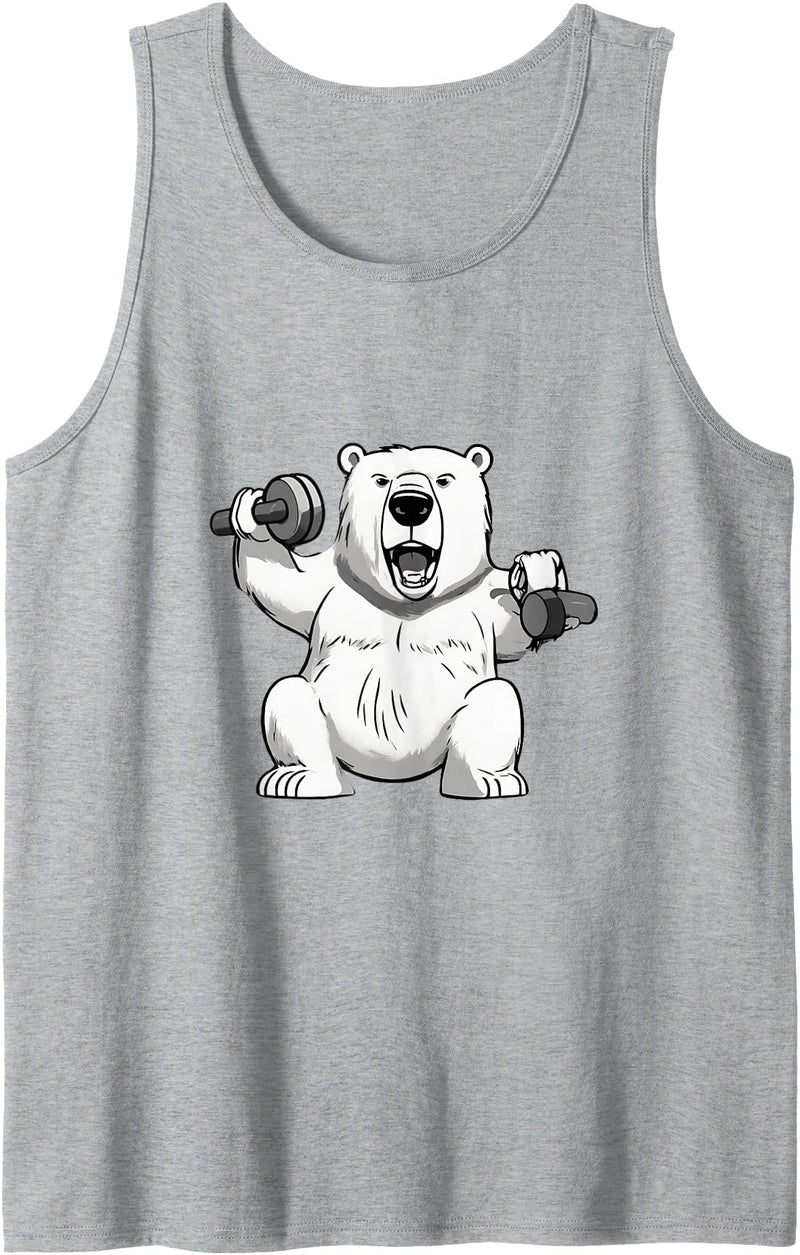 International Polar Bear Day Polar Bear Polar Bear dumbbell weightlifting Gym And Polar Bear Lovers Tank Top - Heather Grey