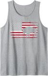 4th of July American Flag USA America- Buffalo Buffalo Bison 4th of July American Flag Vintage Patriotic Tank Top - Heather