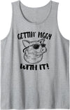 Animal Collection. Pig Shirt Gettin' Piggy With It Funny Animal Tank Top - Heather Grey