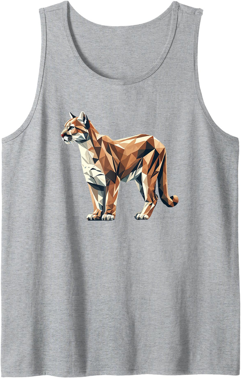 Laroli Aesthetic Art Geometric Art Cougar Cougars Mountain Lion Puma Tank Top - Heather Grey