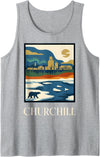 Churchill Travel Art Studio Churchill Manitoba Polar Bear Vintage Retro Design Tank Top - Heather Grey