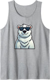 Cool Bear Designs Cool Polar Bear Cartoon Sunglasses North Pole Tank Top - Heather Grey