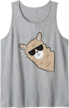 Funny Llama And Alpaca Gifts Alpaca Lover Llama With Sunglasses Cute Llama Alpaca Tank Top - Heather Grey