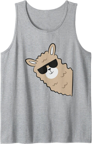 Funny Llama And Alpaca Gifts Alpaca Lover Llama With Sunglasses Cute Llama Alpaca Tank Top - Heather Grey