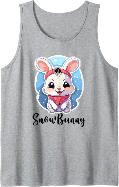 SnowBunny Cute Bunny in Red Scarf Winter Tank Top