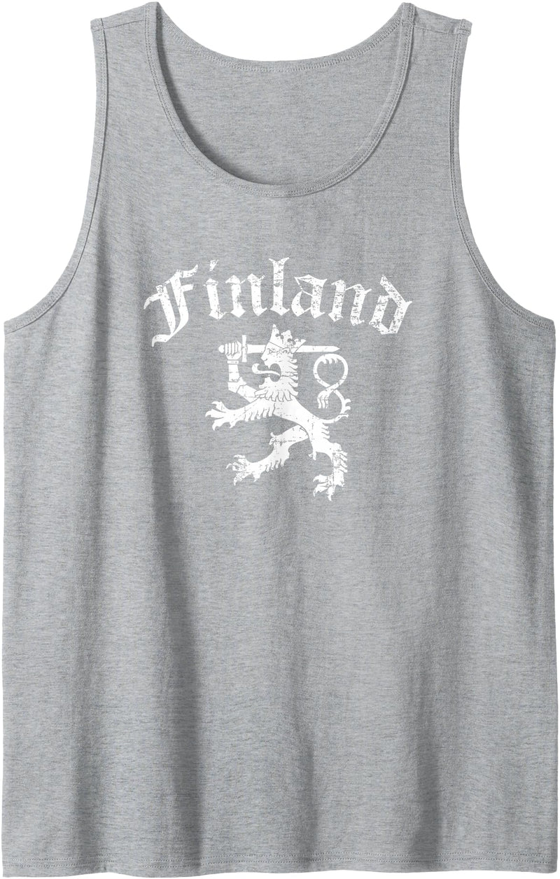 Threadrock Finland Lion Symbol Finnish Pride Tank Top - Heather Grey