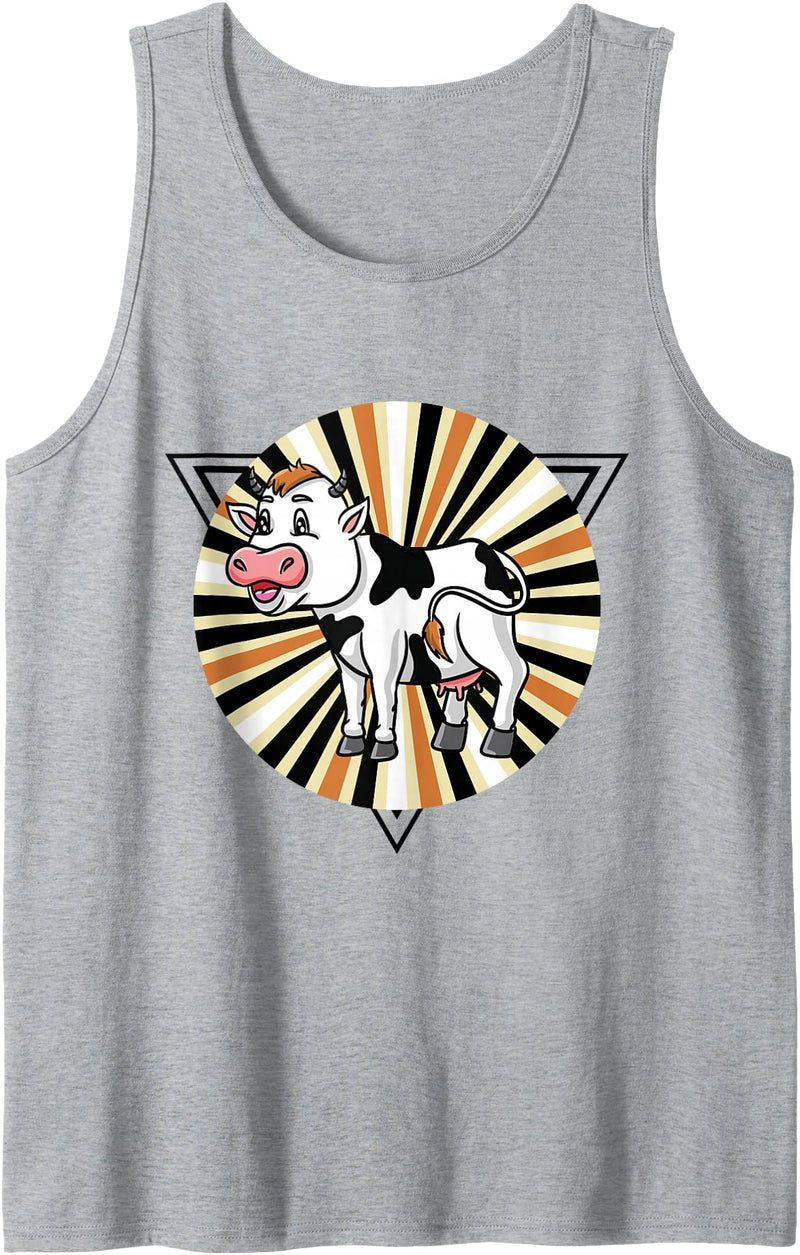 Hiking Lover Design Cute Cow Kids Cow Vintage Tank Top - Heather Grey