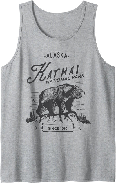 Vintage Katmai National Park Retro Bear Alaska Tank Top