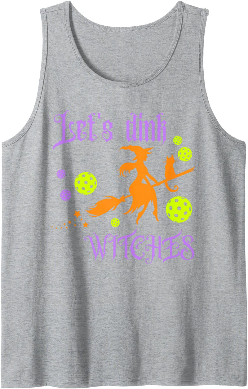 Halloween Pickleball Let's Dink Witches Tank Top - Heather Grey