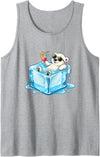 Cool Polar Bear Summer Vibes Chill Ice Cube Lazy Polar Bear in Ice Cube Tropical Cocktail Tank Top - Heather Grey