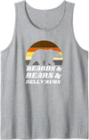 Bear Shirts for Men - Gay Pride 2024 Beards & Bears & Belly Rubs Leather Daddy Bear LGBTQ Print Tank Top - Heather Grey