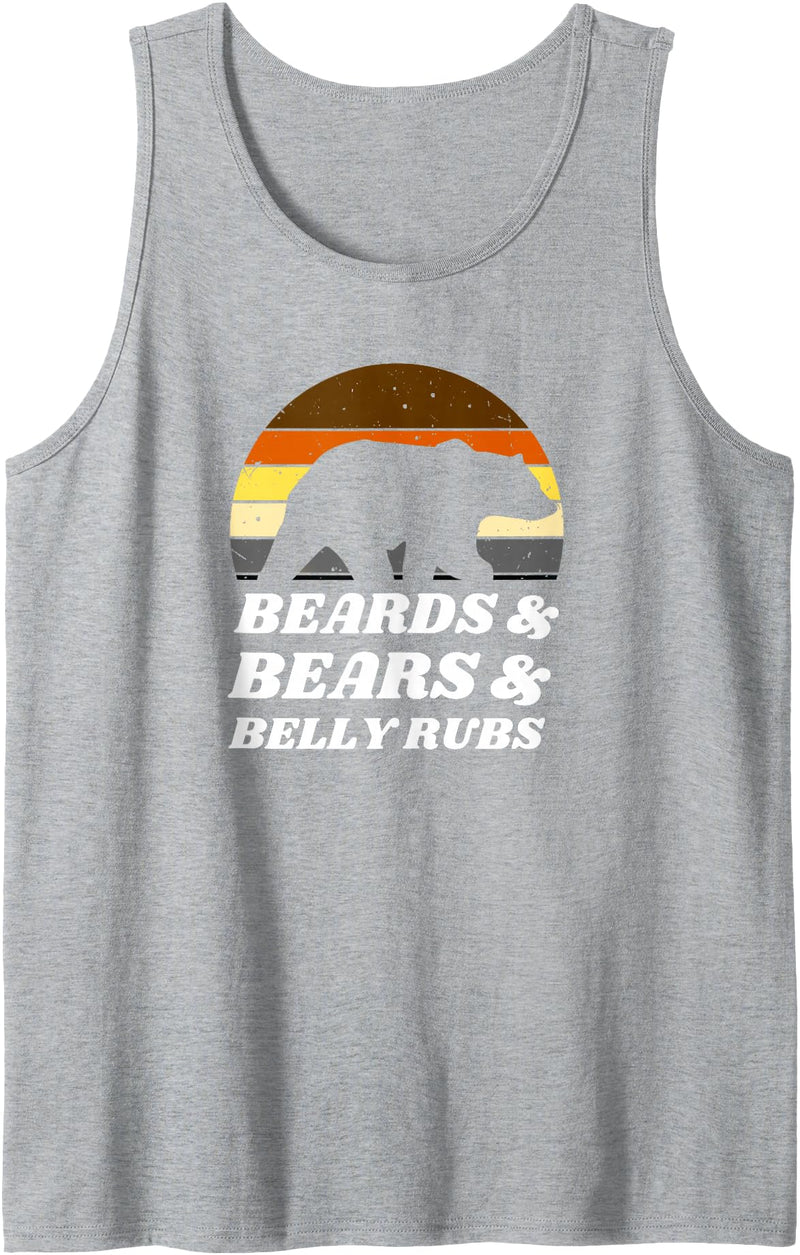 Bear Shirts for Men - Gay Pride 2024 Beards & Bears & Belly Rubs Leather Daddy Bear LGBTQ Print Tank Top - Heather Grey